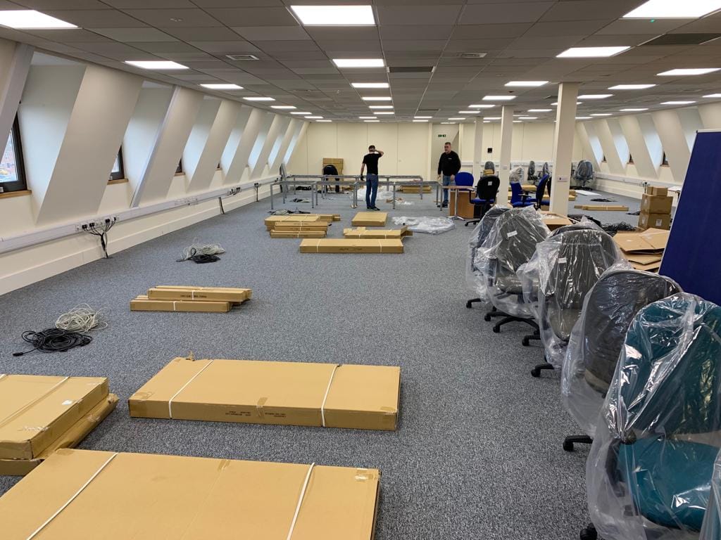 office furniture group installing a new office with new office furniture